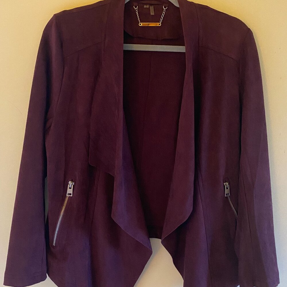 Dark purple drape front jacket